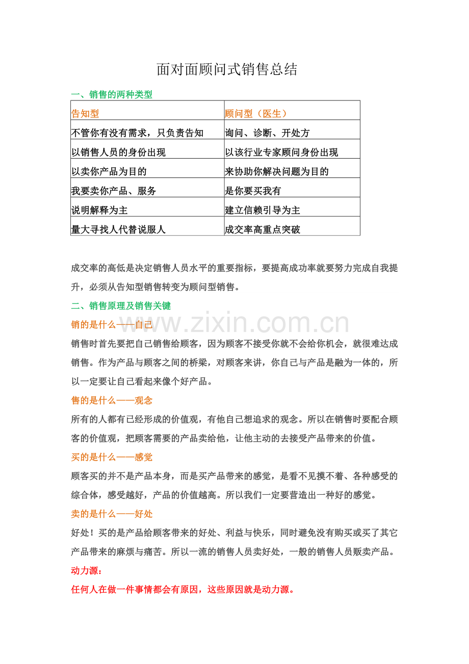 面对面顾问式销售总结.docx_第1页