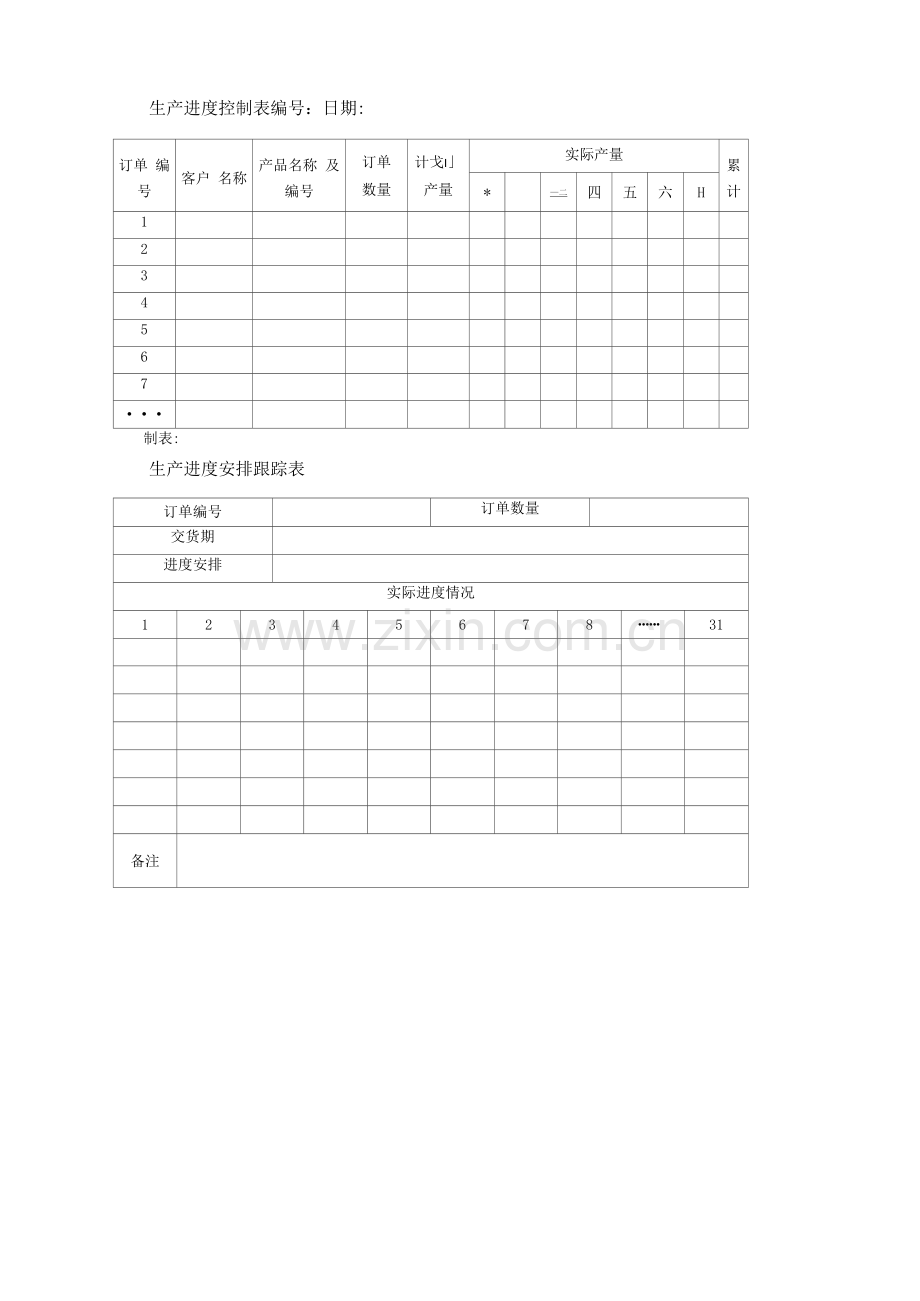生产进度控制表、生产进度安排跟踪表.docx_第1页