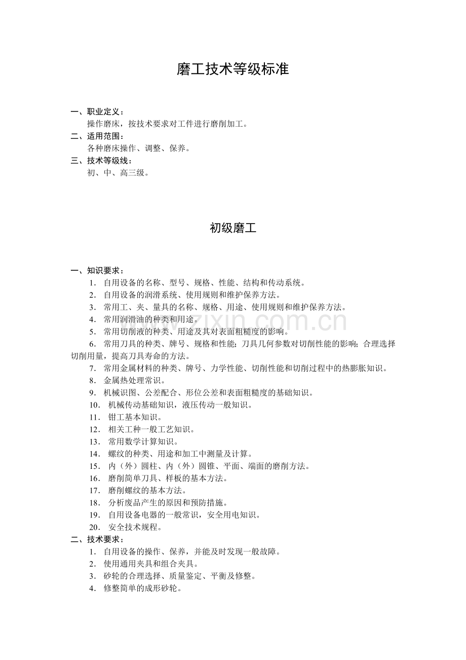 磨工技能等级.doc_第1页