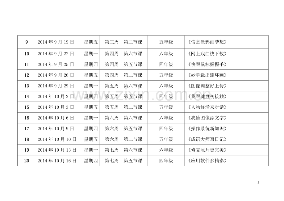 小学计算机上机记录表.doc_第2页