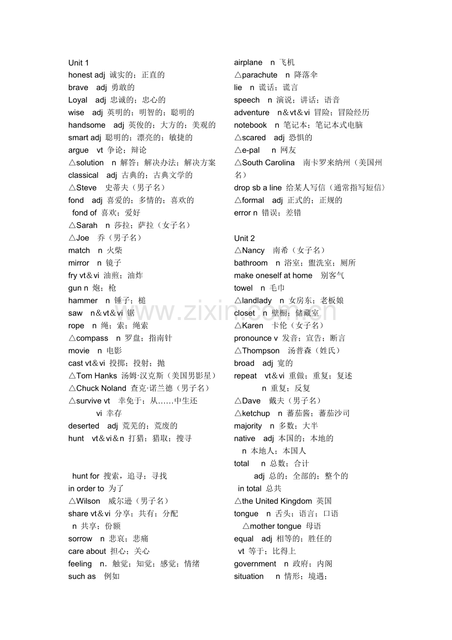 高一上册英语单词表.doc_第1页