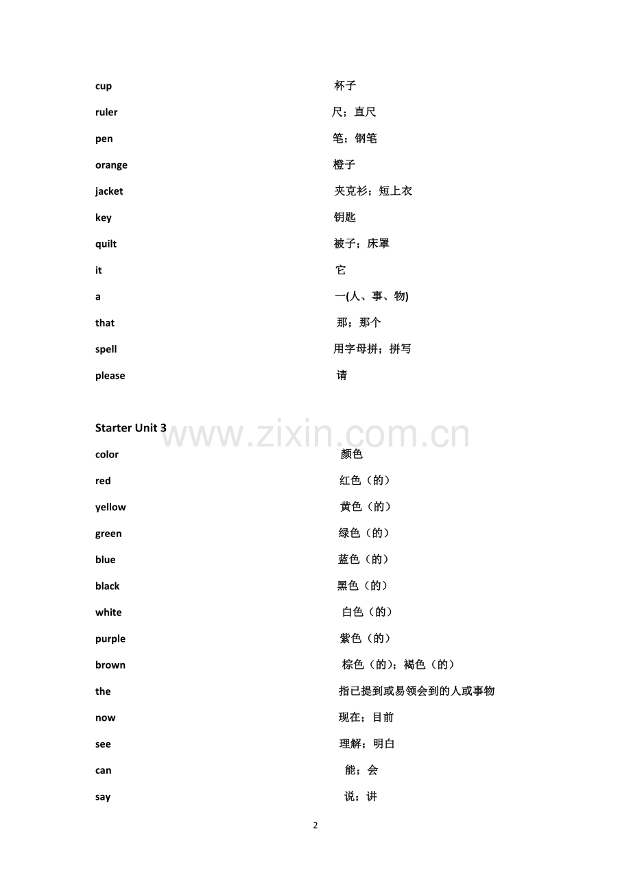英语新目标七年级上册1-4单元单词表.docx_第2页