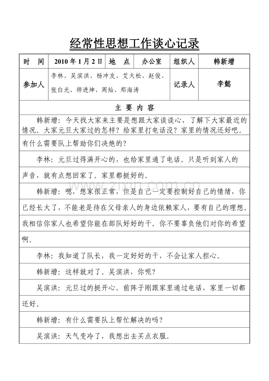 经常性思想工作谈心记录1.doc_第1页