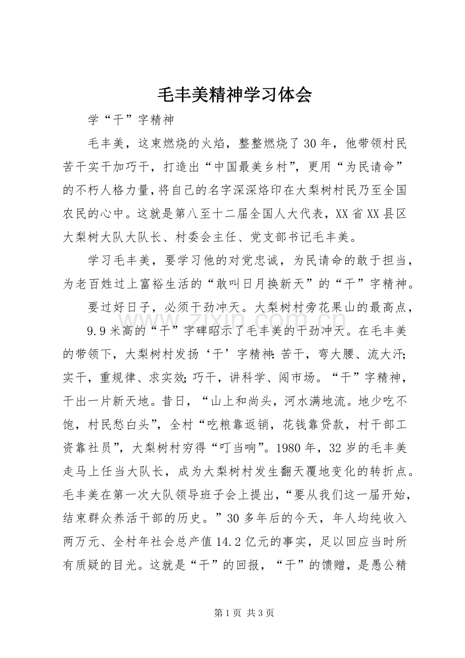 毛丰美精神学习体会.docx_第1页