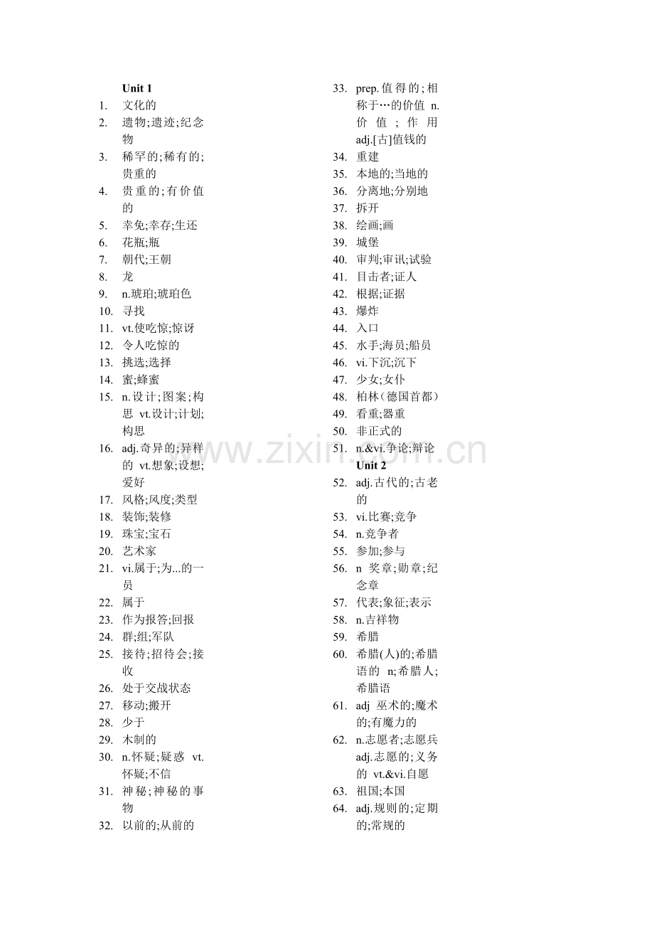 新课标高中英语必修二单词表(纯中文).doc_第1页