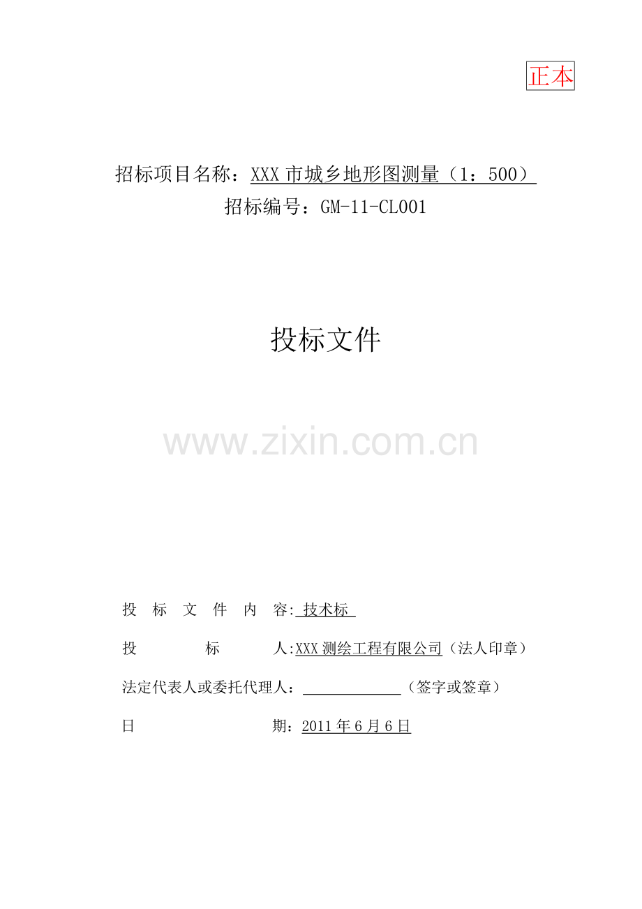 XX市城乡规划1：500地形图测量投标文件-技术标.doc_第1页