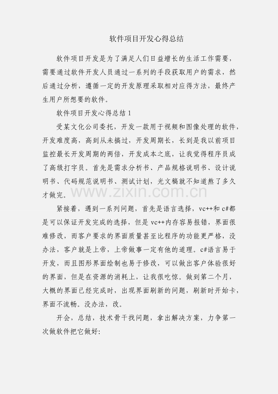 软件项目开发心得总结.docx_第1页