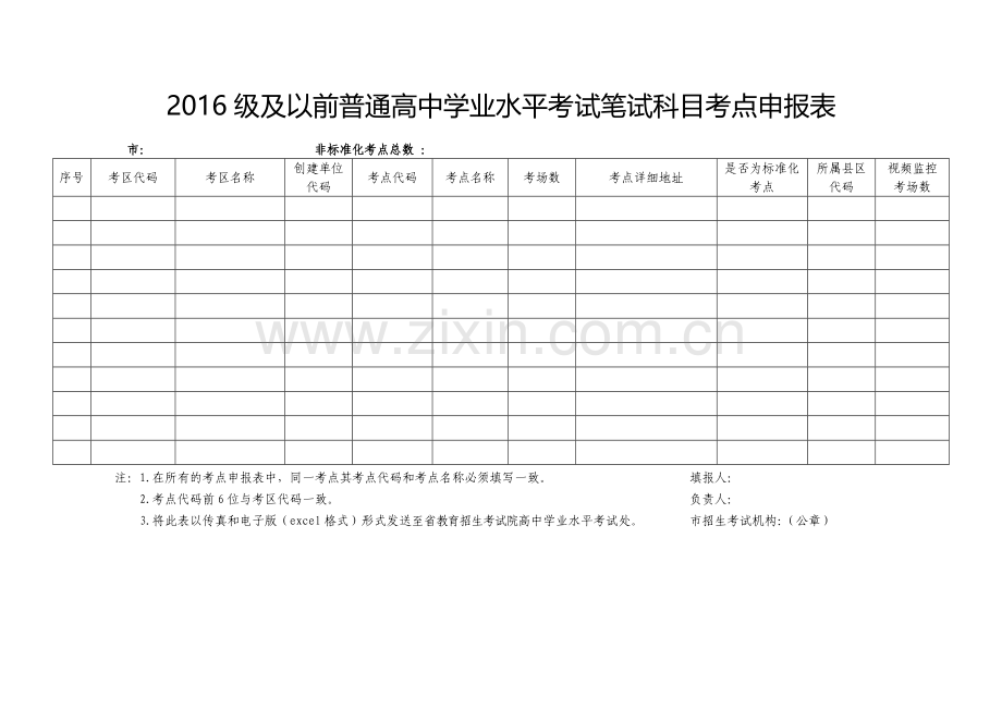 2017级普通高中学业水平考试合格考试笔试科目考点申报表.doc_第2页