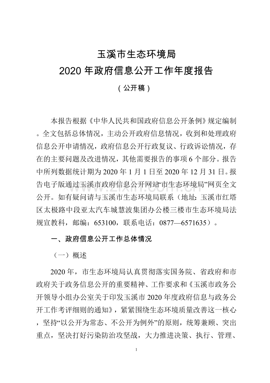 玉溪市生态环境局.docx_第1页