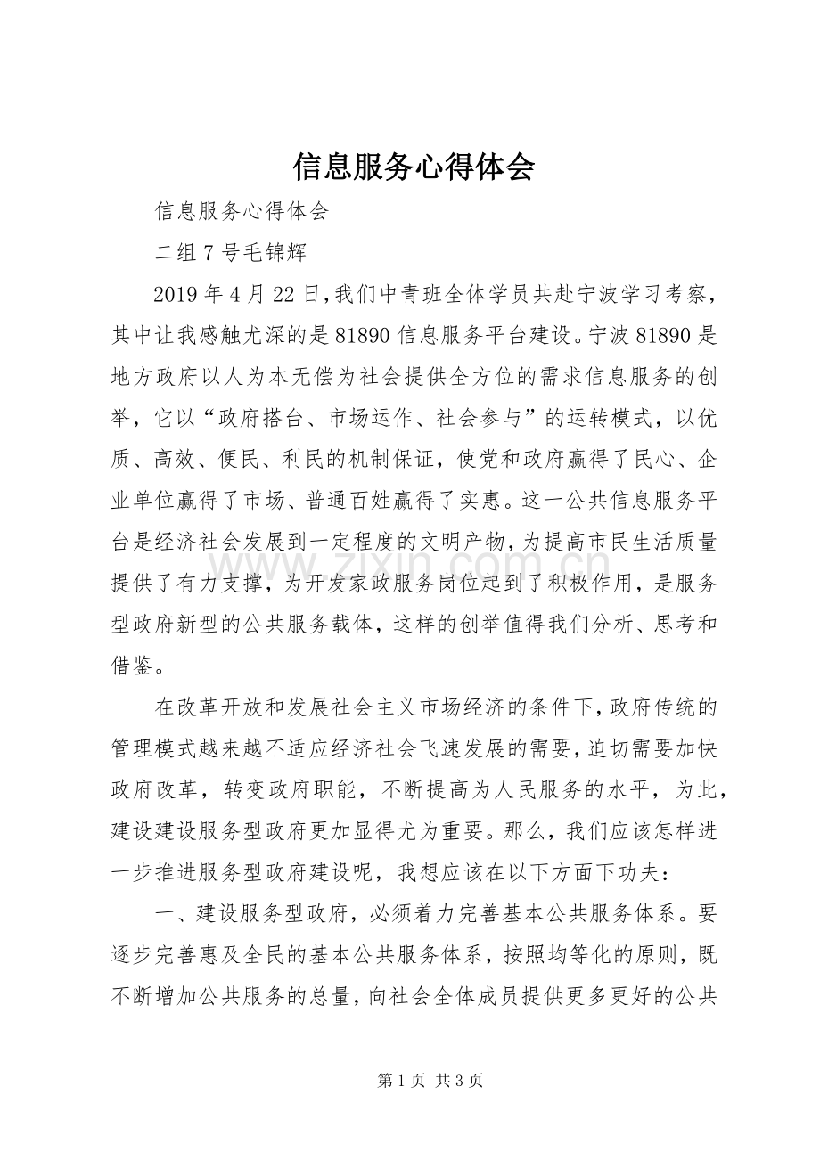 信息服务体会心得.docx_第1页