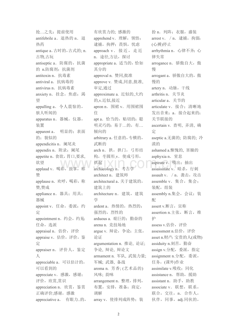 全国医学博士英语统一考试词汇表(10000词全)---打印版.doc_第2页