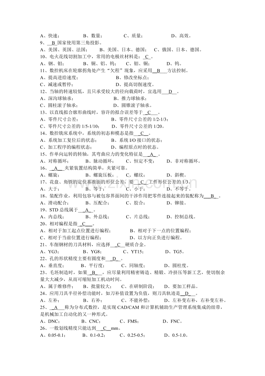 历年钳工技师职业技能鉴定试题集.doc_第2页