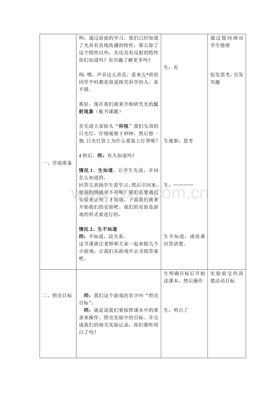五年级(上)科学《光的反射》教学设计.doc_第2页