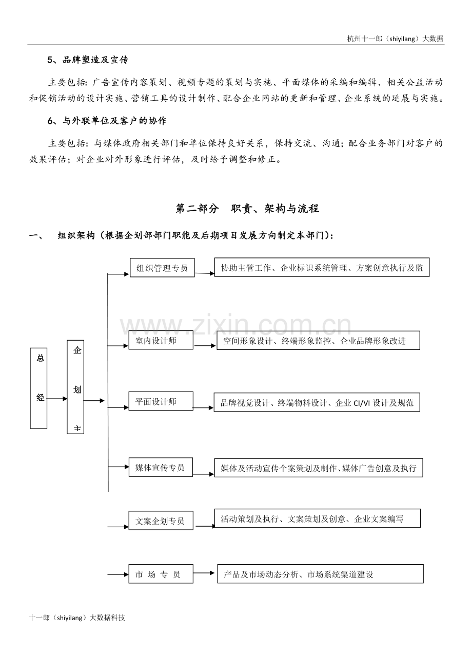 杭州十一郎大数据公司企划部部门规划方案.docx_第2页