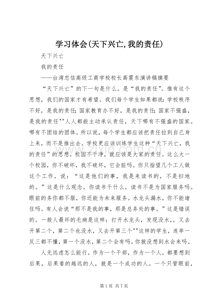 学习体会(天下兴亡,我的责任).docx_第1页