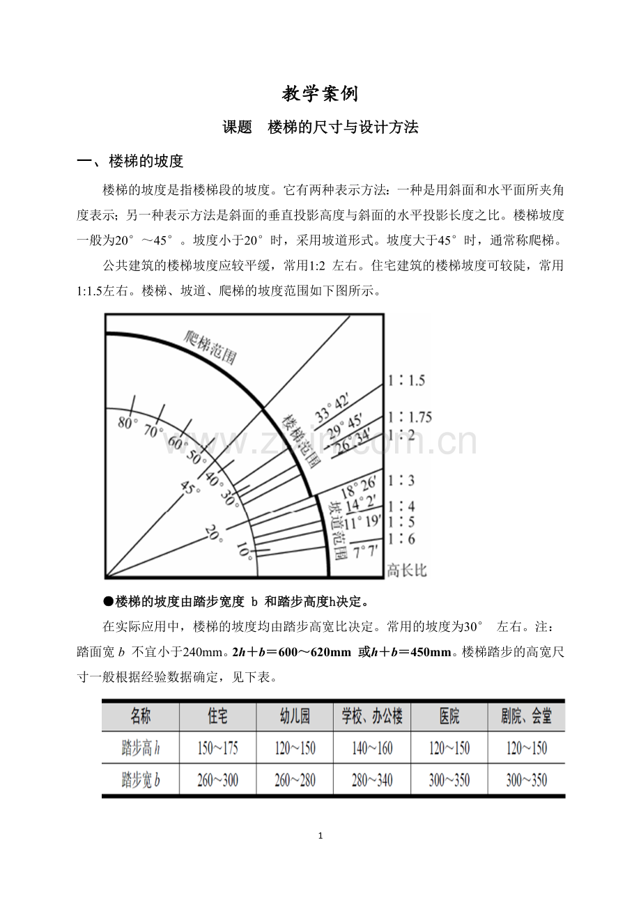 建筑构造教学案例一——楼梯的尺寸与设计方法.docx_第1页