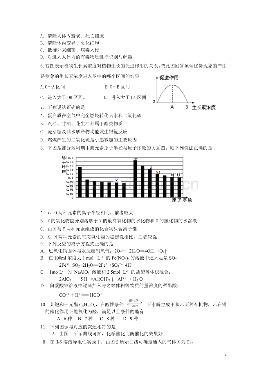 湖南省怀化市2015届高三下学期第三次质量监测理综试题.doc_第2页
