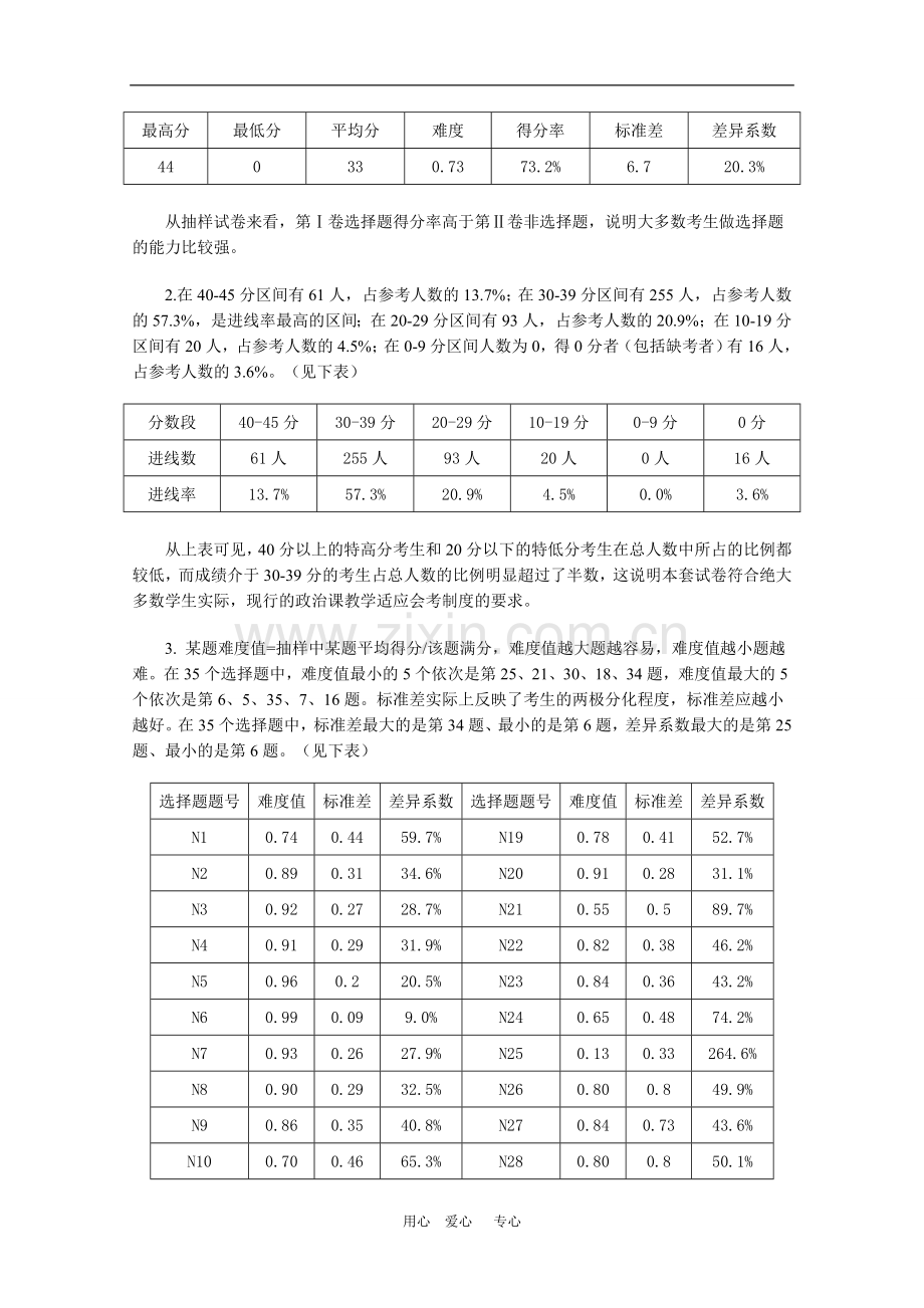 甘肃省2008年高三政治普通高中毕业会考试卷抽样分析报告-人教版.doc_第2页