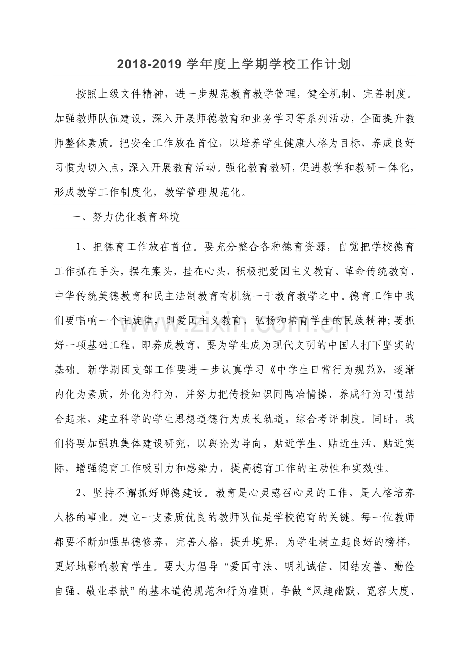 2018-2019学校工作计划.doc_第1页