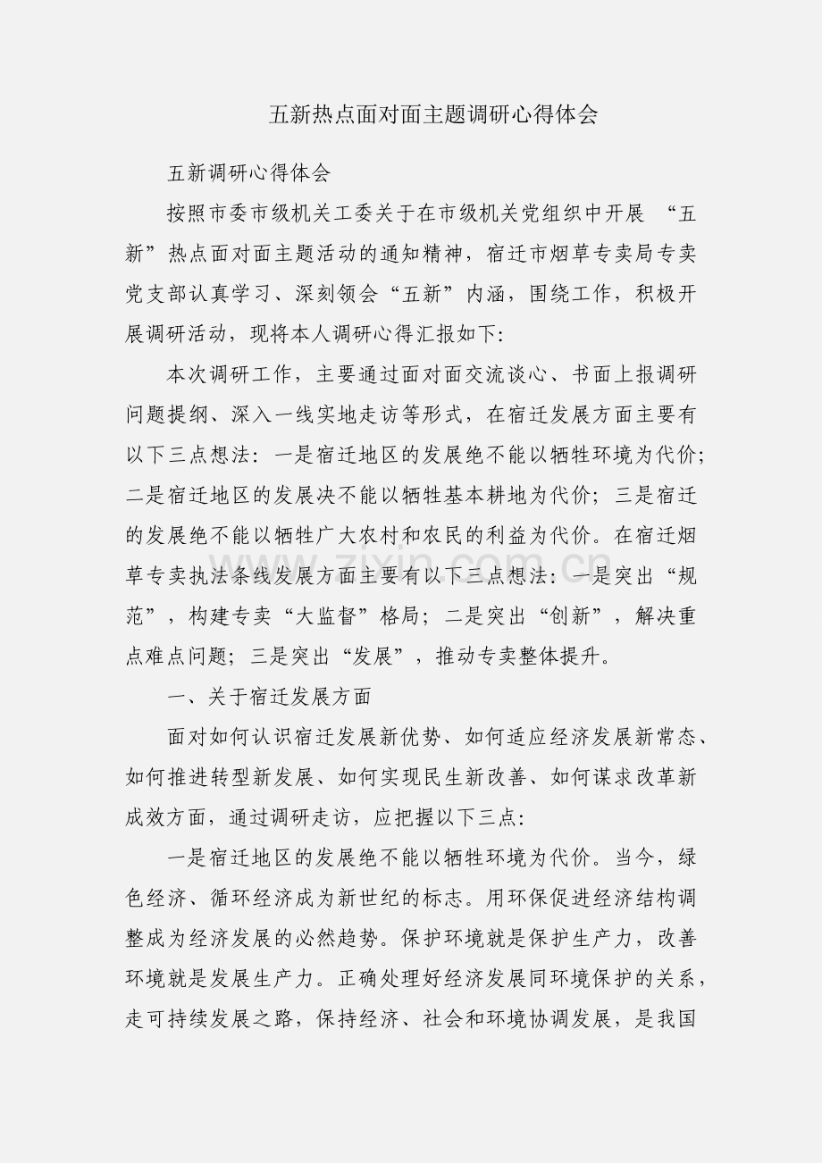 五新热点面对面主题调研心得体会.docx_第1页