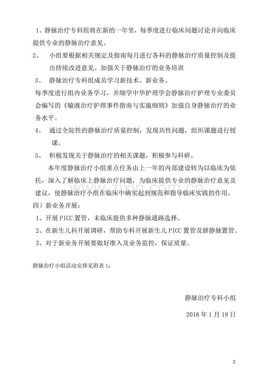2018年静脉治疗小组工作计划.doc_第2页