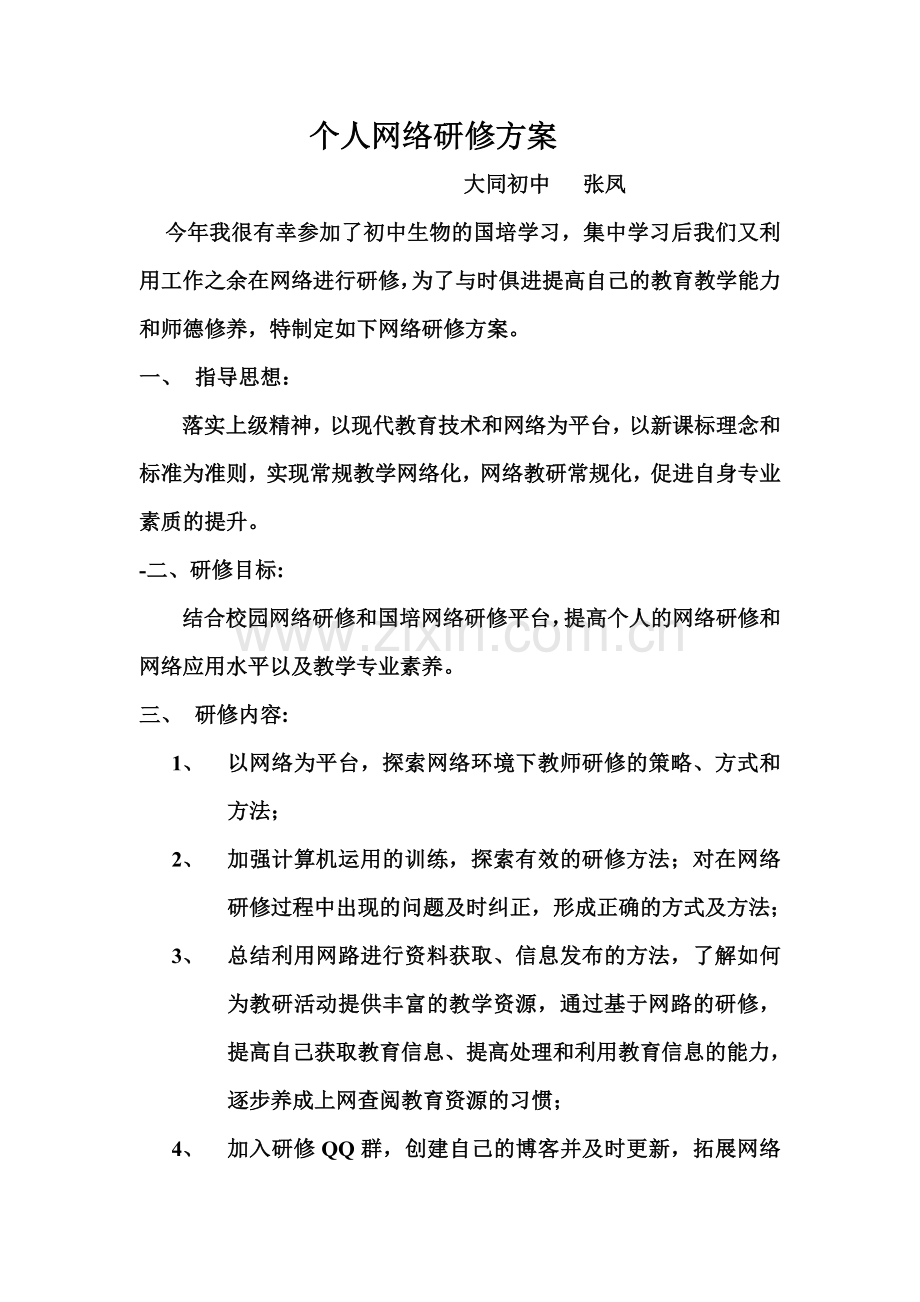 个人网络研修方案.doc_第1页