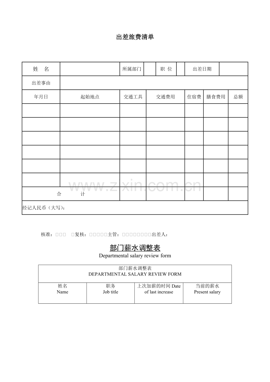 公司企业出差旅费清单.doc_第1页