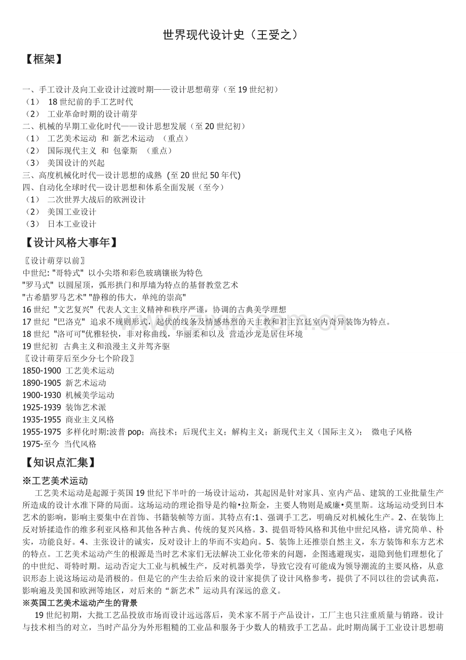 世界现代设计史(王受之)-搜集-笔记-重点-背诵提示-部分复习题[1].doc_第1页