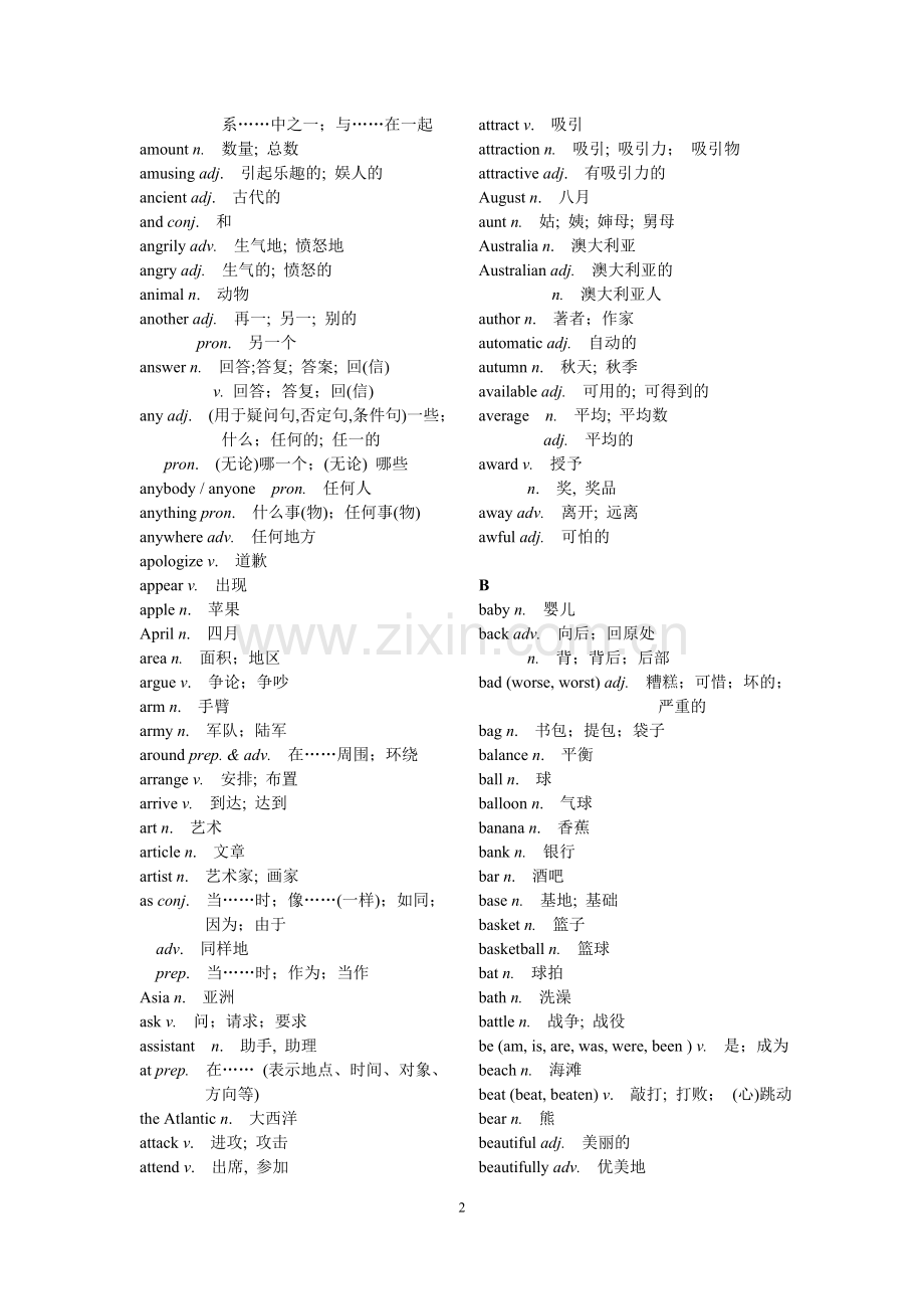 自编2018学年上海市中考英语考纲词汇表.doc_第2页