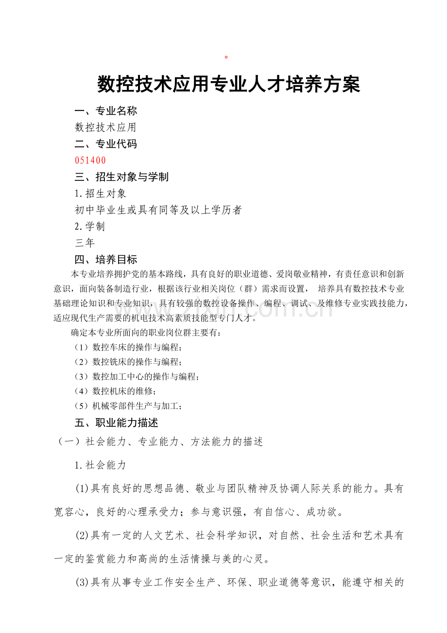 数控技术应用人才培养方案.docx_第2页