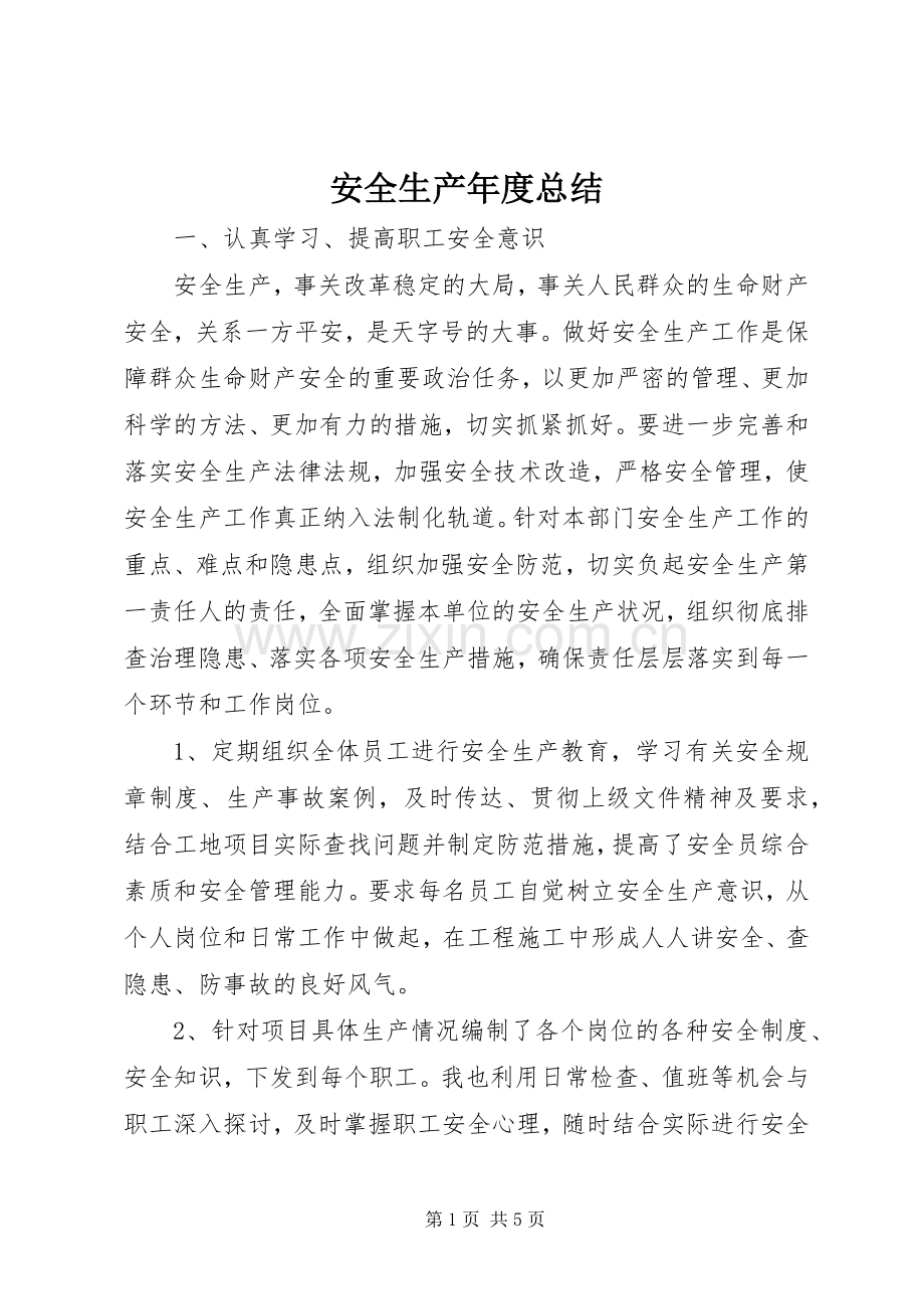 安全生产年度总结 .docx_第1页