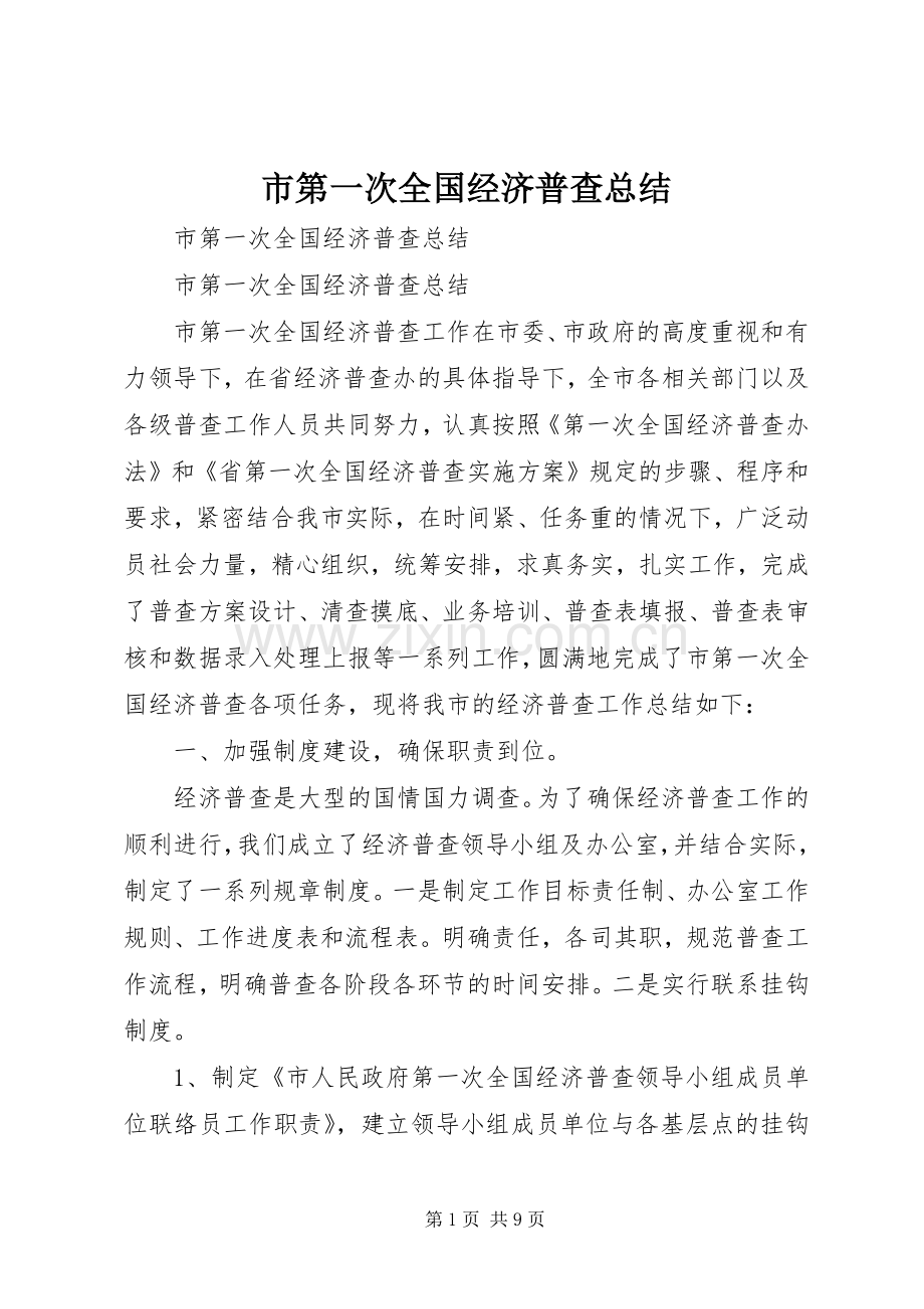 市第一次全国经济普查总结 .docx_第1页