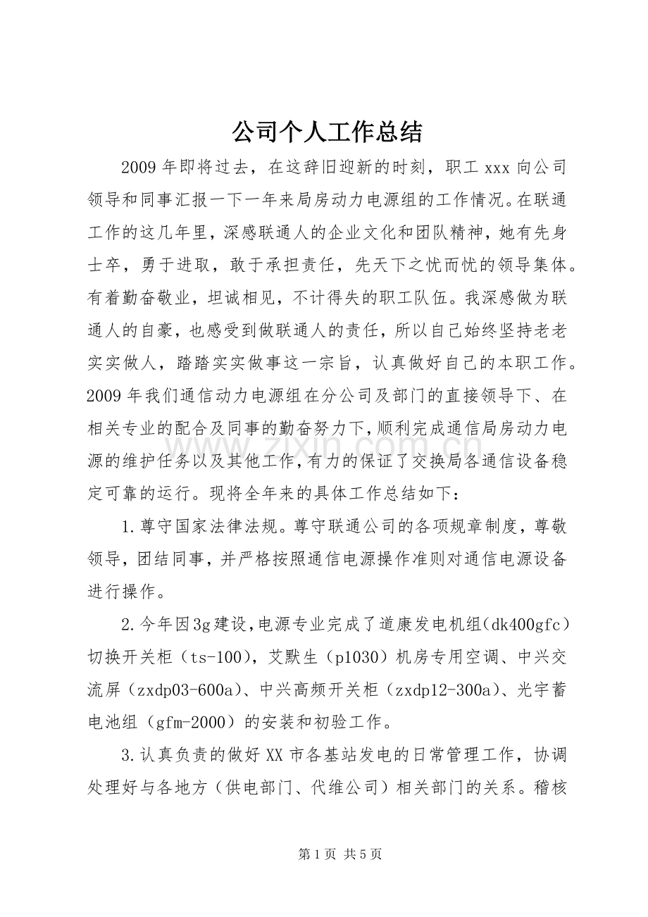 公司个人工作总结 .docx_第1页