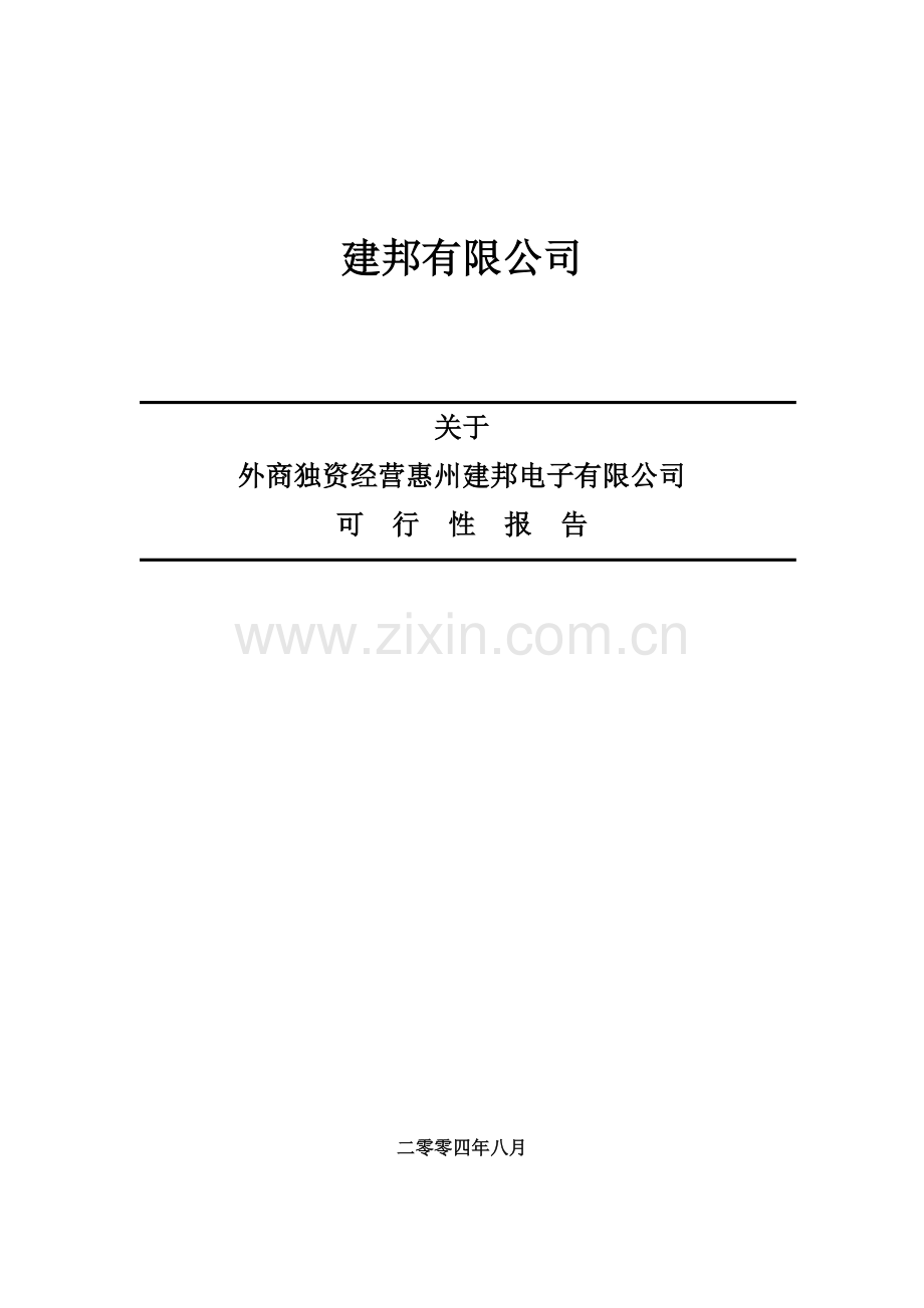 外商独资经营惠州某电子公司可行性报告.docx_第1页