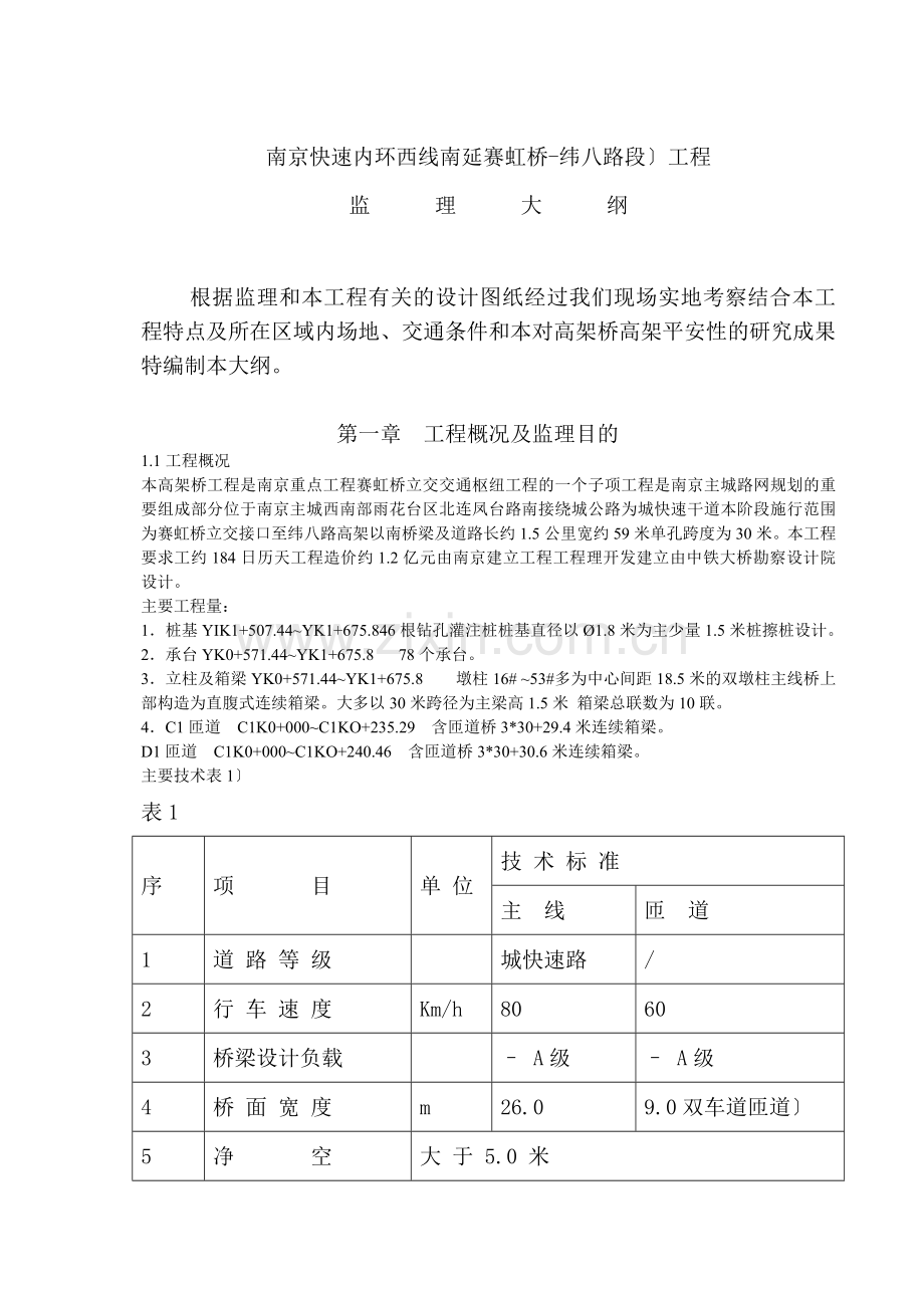 南京市快速内环西线南延工程监理大纲.doc_第1页