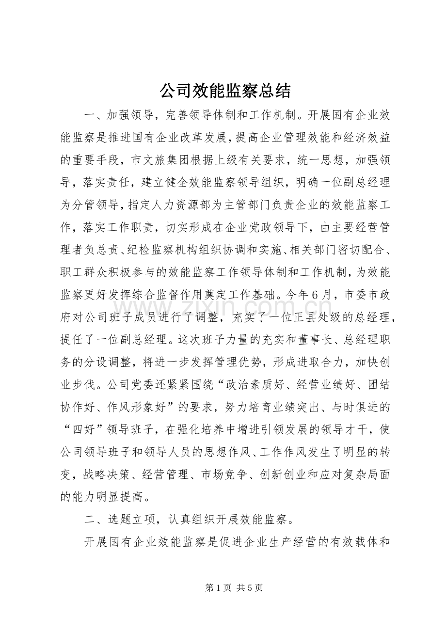 公司效能监察总结 .docx_第1页