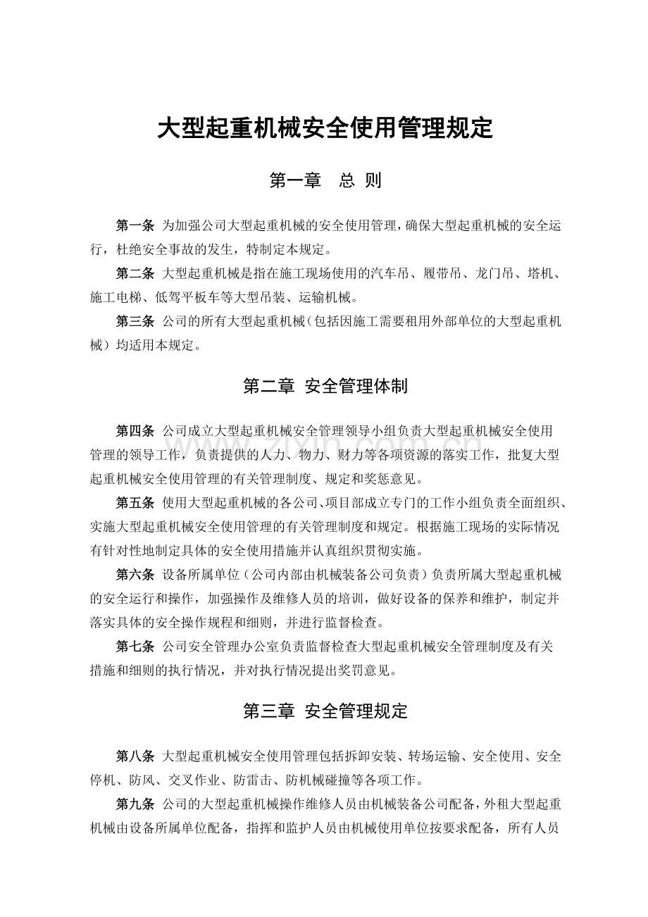 大型起重机械安全使用管理规定.docx_第1页