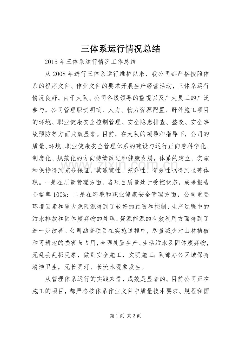 三体系运行情况总结 .docx_第1页