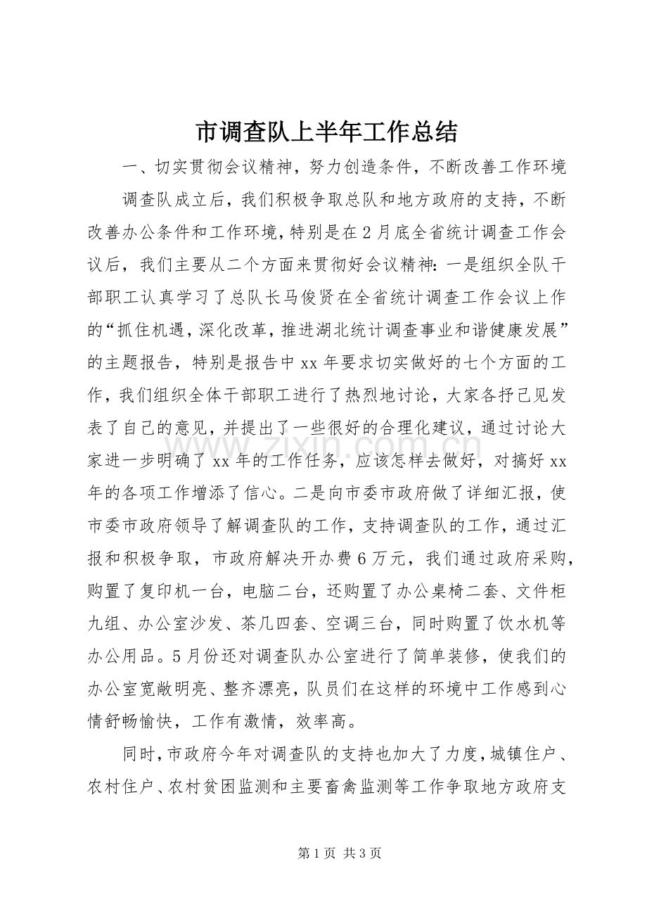 市调查队上半年工作总结 .docx_第1页