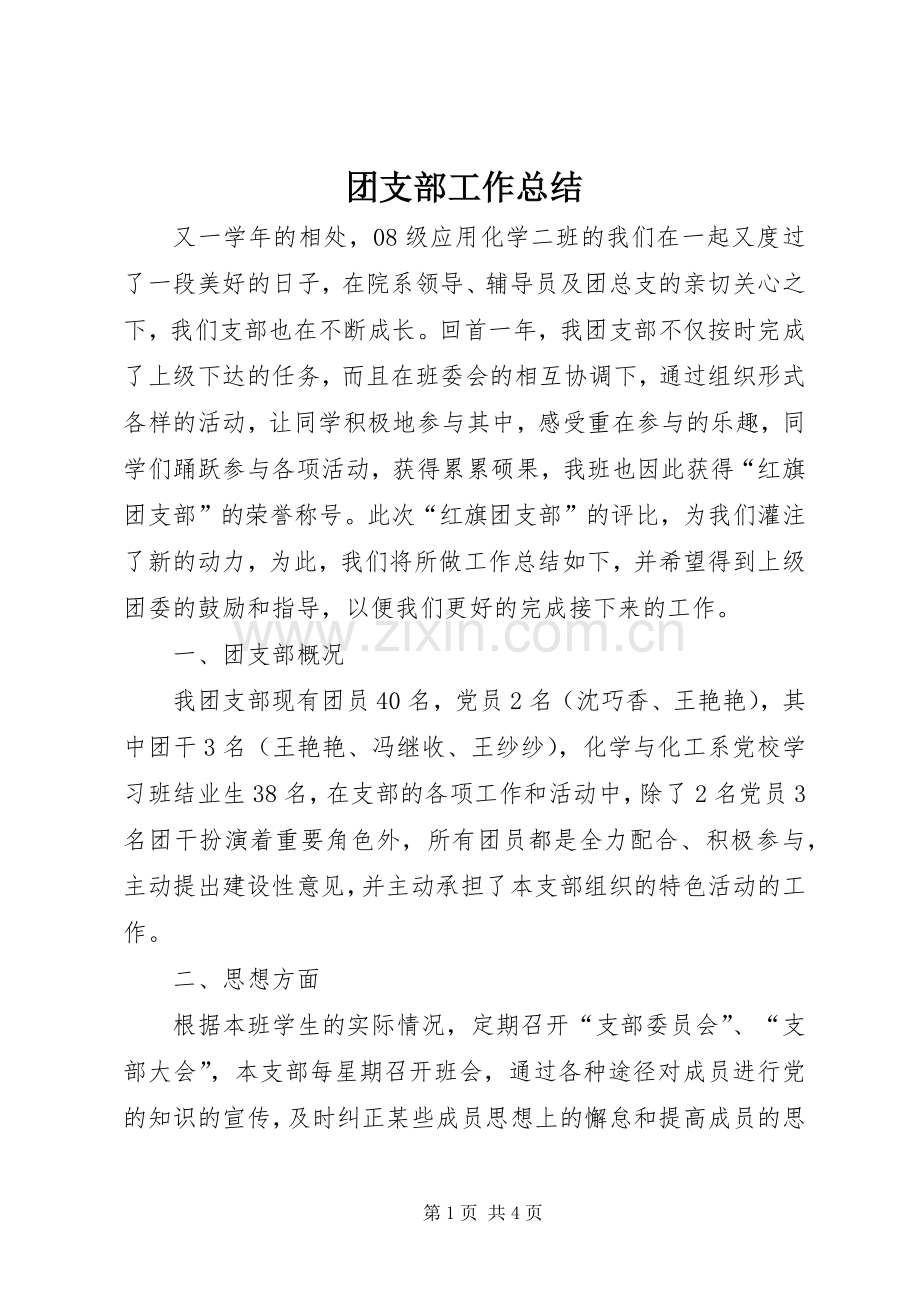 团支部工作总结 (20).docx_第1页