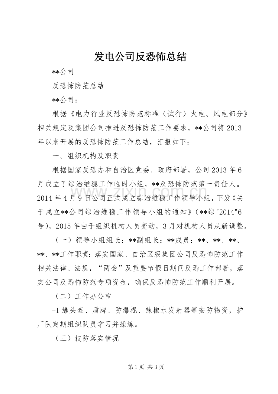发电公司反恐怖总结 .docx_第1页