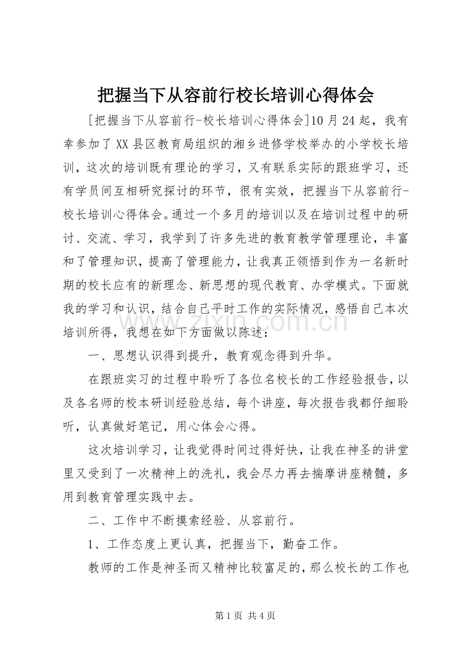 把握当下从容前行校长培训体会心得.docx_第1页