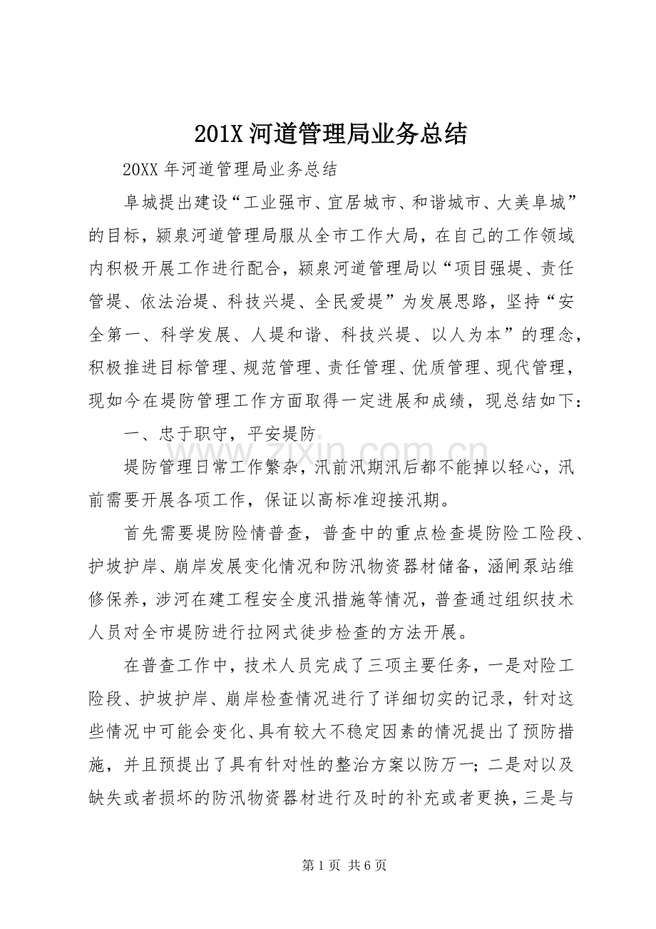 202X河道管理局业务总结.docx_第1页