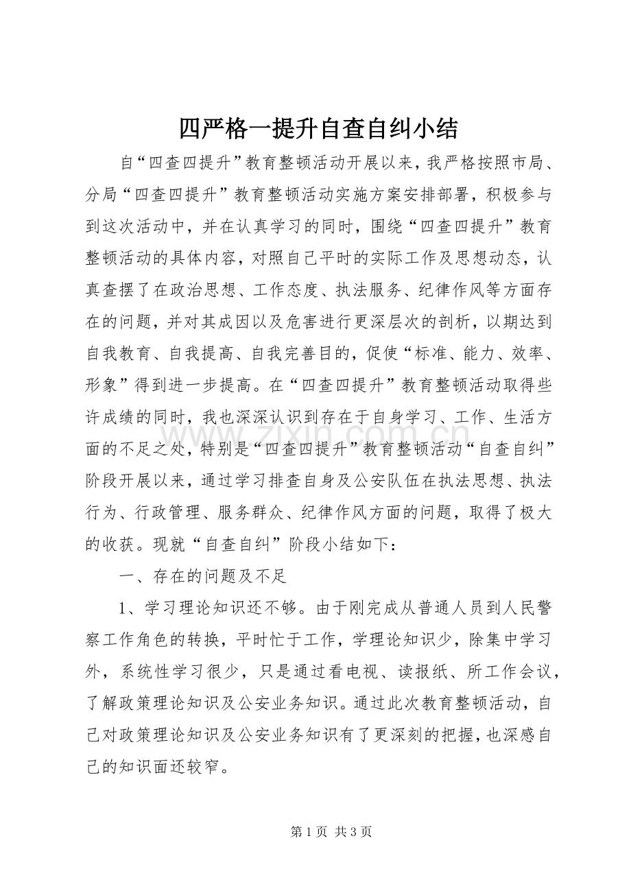 四严格一提升自查自纠小结 .docx_第1页