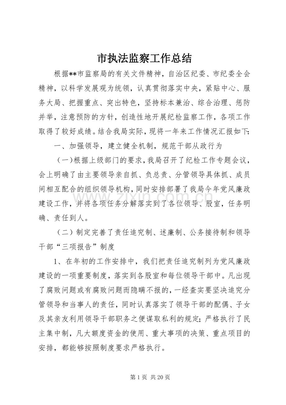 市执法监察工作总结 .docx_第1页