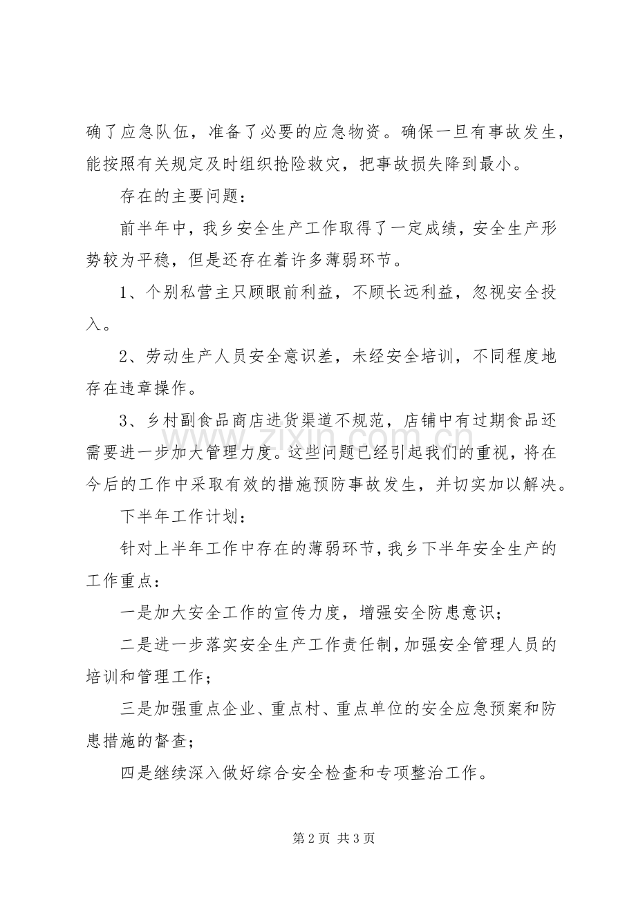 乡上半年安全生产工作总结 .docx_第2页