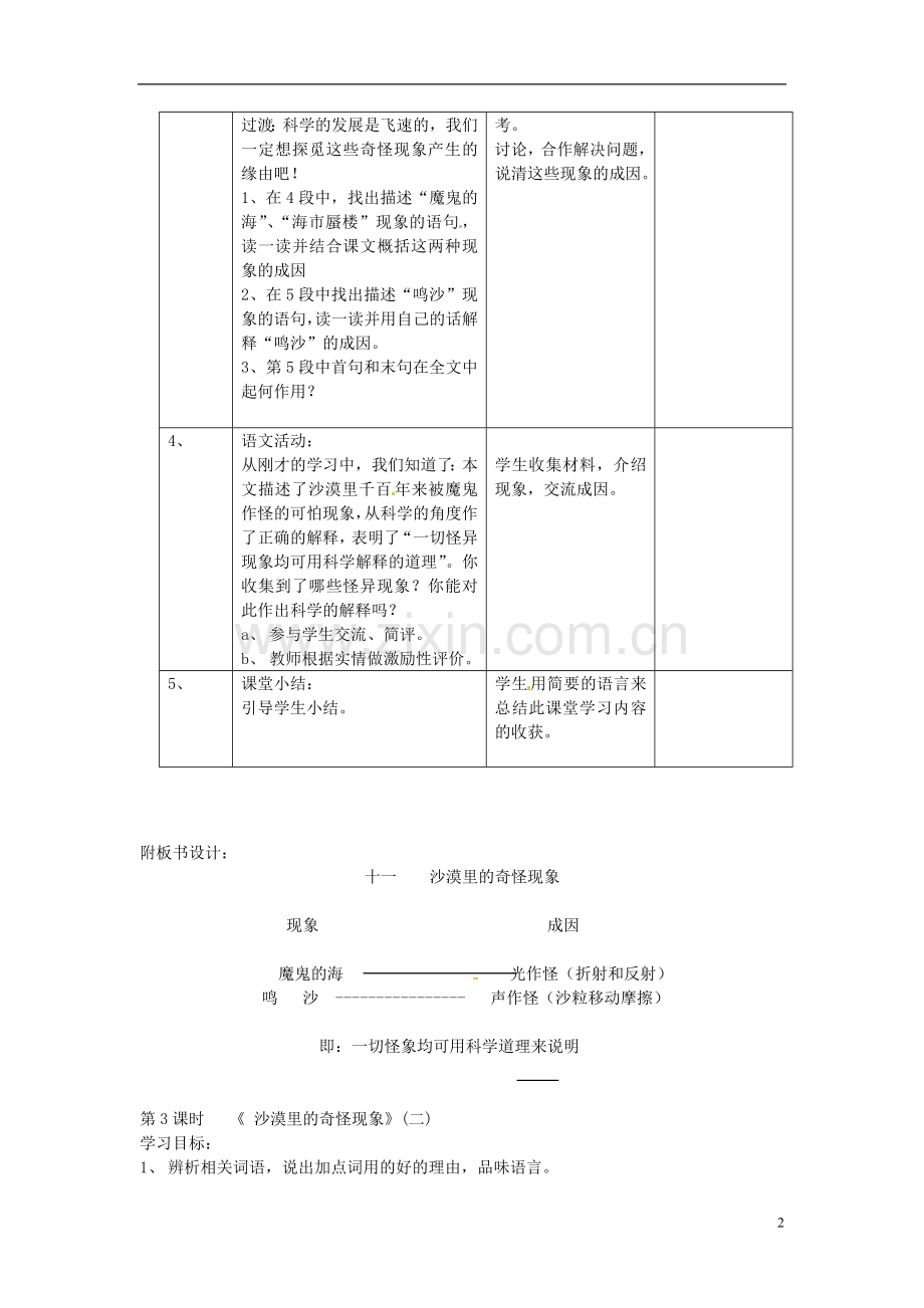 江苏省常州市西夏墅中学八年级语文下册《沙漠里的奇怪现象》教案-苏教版.doc_第2页
