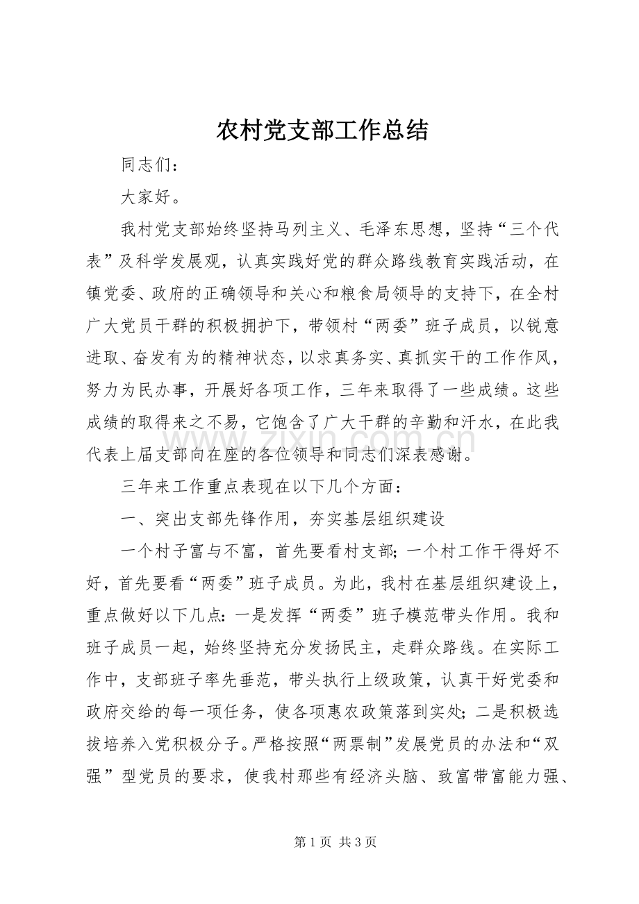 农村党支部工作总结 .docx_第1页