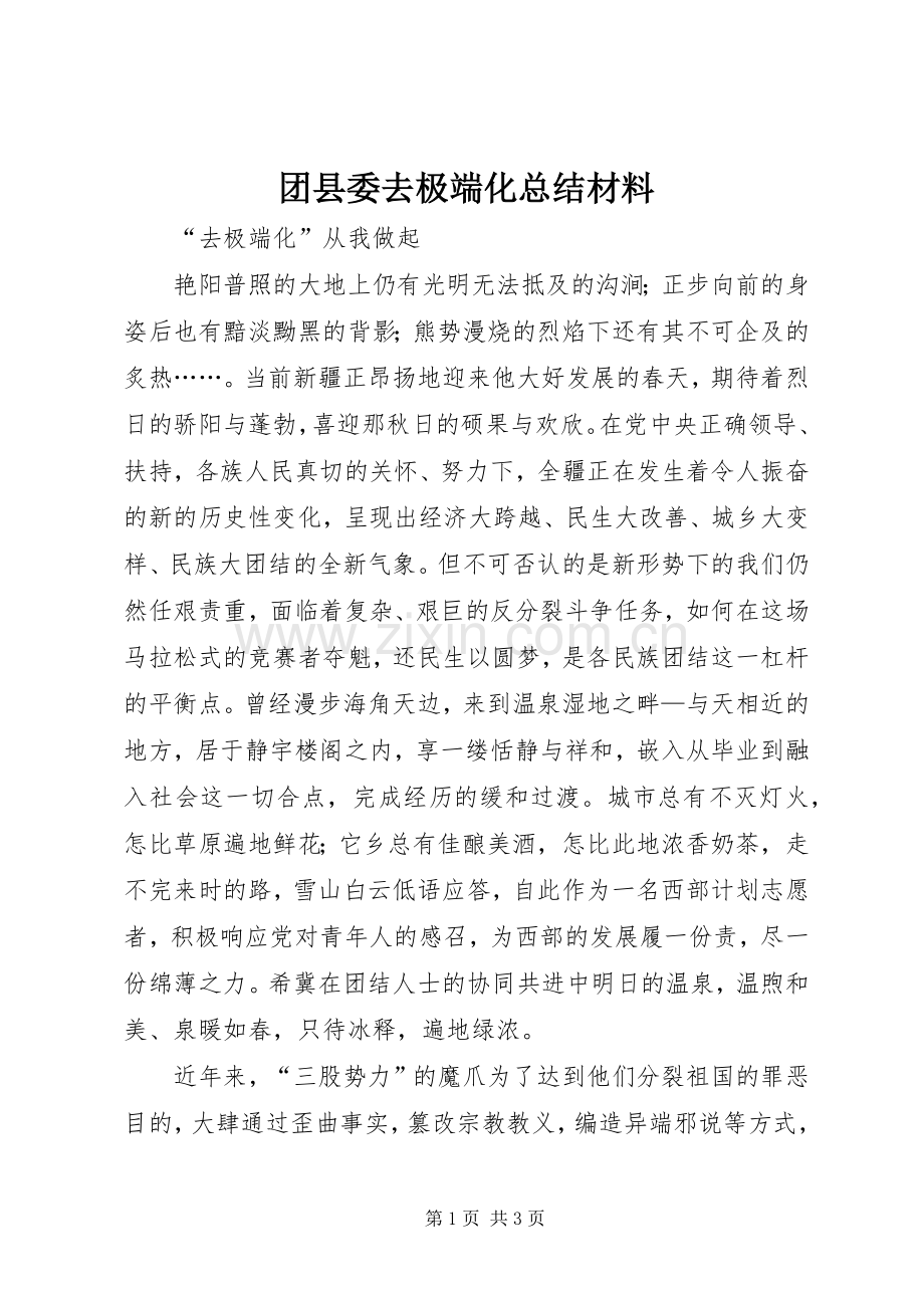 团县委去极端化总结材料 .docx_第1页
