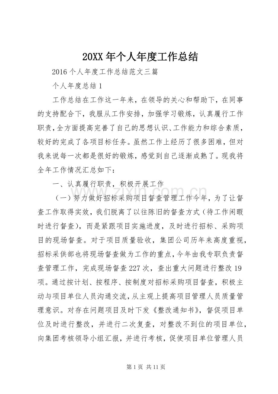 20XX年个人年度工作总结.docx_第1页